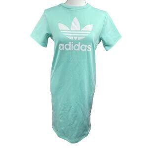 Adidas Mint Green Trefoil Logo T-shirt Tee Dress Size M Side Snap
